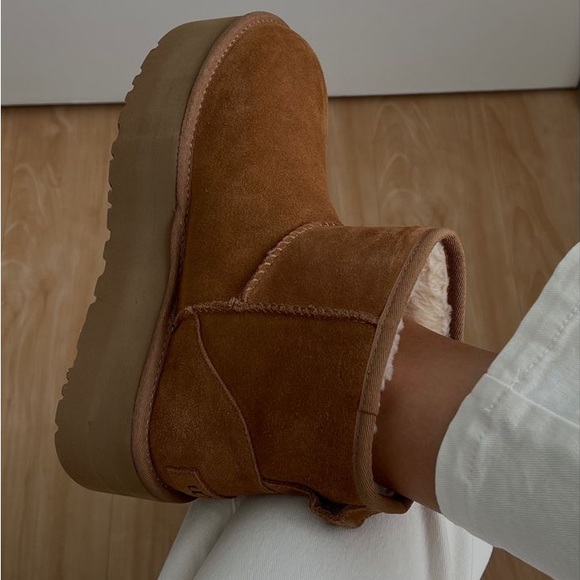 UGG CLASSIC MINI PLATFORM BOOTS NWT NIB Shoes chestnut - Picture 4 of 10